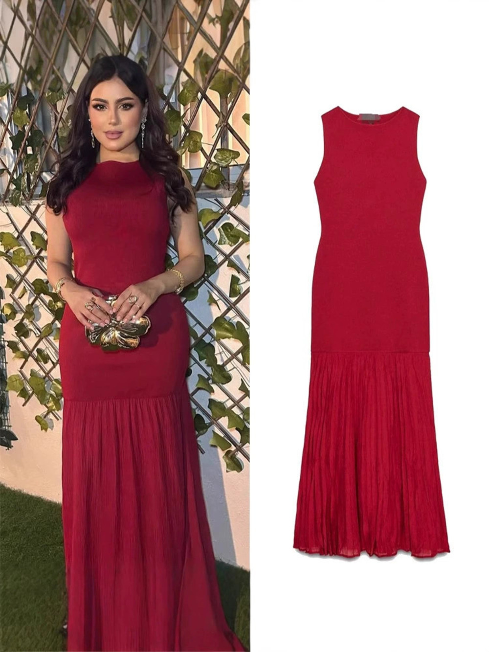 Spring Summer Simple Elegant Knit Sleeveless Maxi Dress